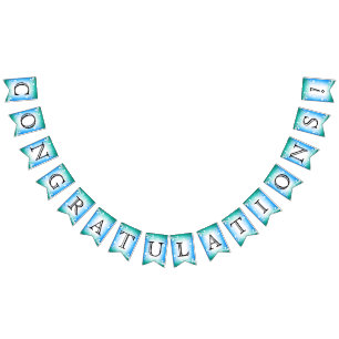 Bandeirinha Parabéns - Azul e Teal