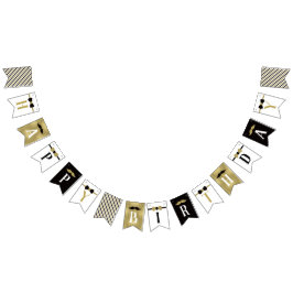 Bandeirinha Parabéns, Banner de Aniversário em Preto e Faux Do