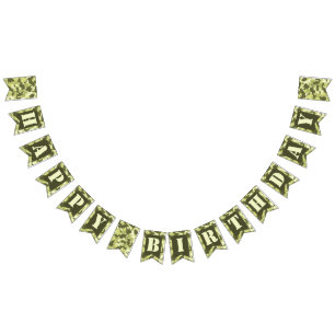 Bandeirinha Parabéns Banner de aniversário no Camo Verde