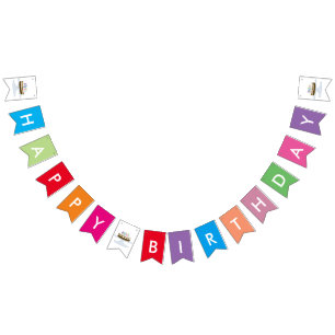 Bandeirinha Parabéns com bolo e velas