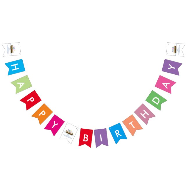 Bandeirinha Parabéns com bolo e velas (Todos)