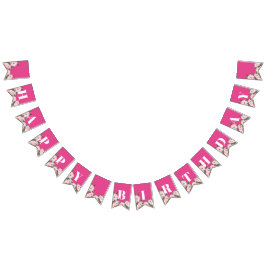 Bandeirinha Parabéns Cor d'água Rosas Rosa Ballerina