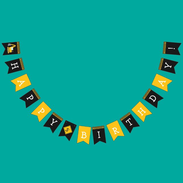 Bandeirinha Parabéns de Construção, Escavador e Menino da Idad (Criador carregado)