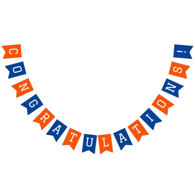 Bandeirinha Parabéns de Graduação Azul e Laranja (Todos)