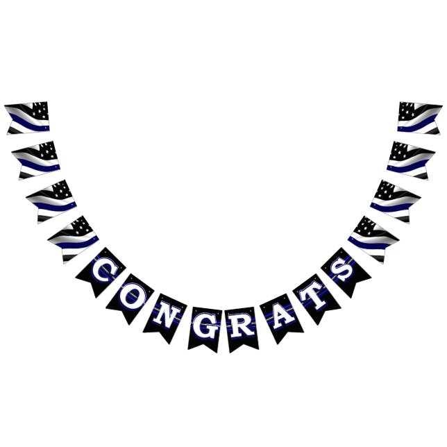 Bandeirinha Parabéns de linha azul fina (Todos)