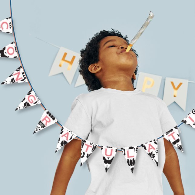 Bandeirinha Parabéns de Negra Rosa e Menina Branca (Criador carregado)