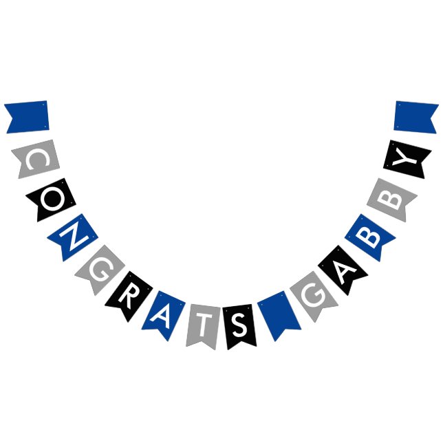 Bandeirinha Parabéns do preto das cinzas azuis (Todos)