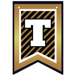 Bandeirinha Parabéns Elegantes Dourados a Preto e Faux