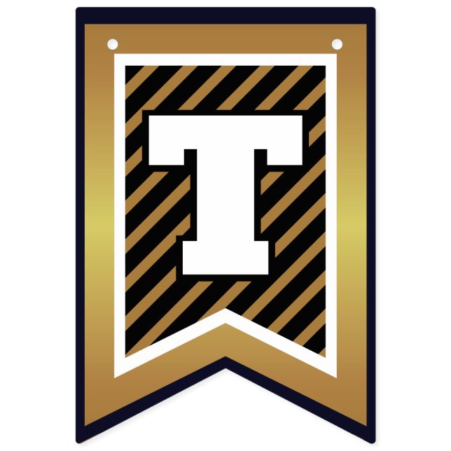 Bandeirinha Parabéns Elegantes Dourados a Preto e Faux (Décima primeira bandeira)