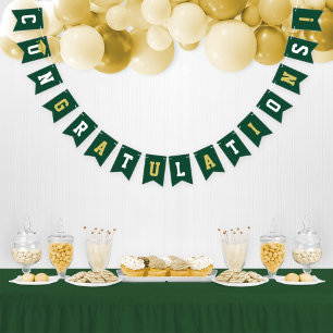 Bandeirinha Parabéns Festa Verde Ouro Moderno