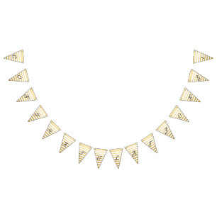 Bandeirinha Parabéns! Folha Dourado da Mão-Rotulação francesa