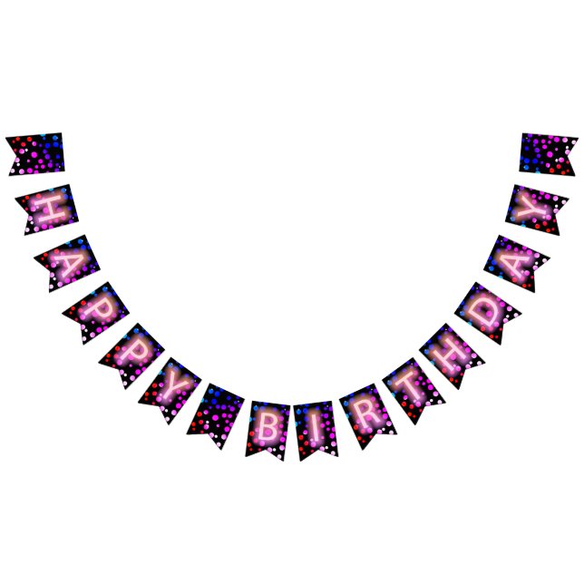 Bandeirinha Parabéns, Neon Sign com pontos (Todos)