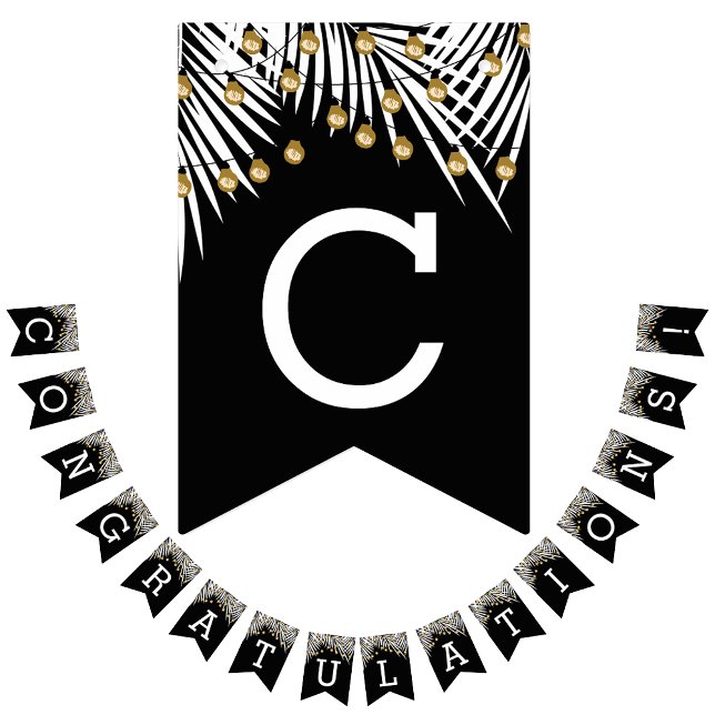 Bandeirinha Parabéns Palms Black Dourado (Criador carregado)