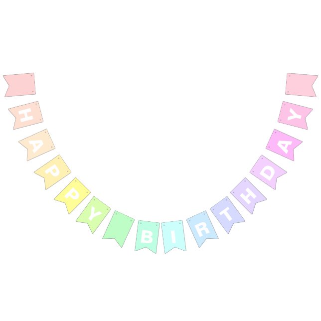 Bandeirinha Parabéns Pastel Rainbow BUNTING FLAGS (Todos)