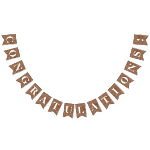 Bandeirinha Parabéns personalizáveis! no Burlap Simulado
