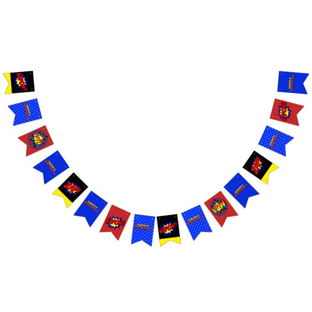 Bandeirinha Parabéns Pop de Arte Super Herói Banner de Anivers (Todos)