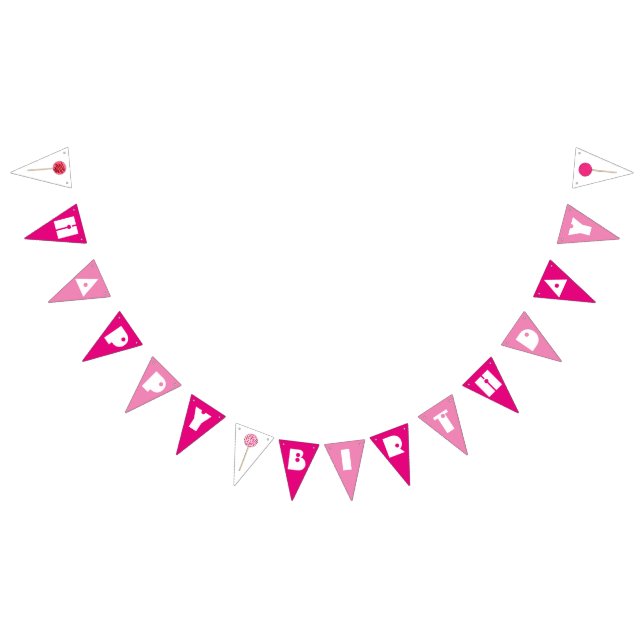 Bandeirinha Parabéns, Pop de Bolo Rosa, Festa de Prascas (Todos)