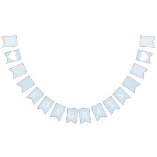 Bandeirinha Parabéns, Preppy Bunting Azul Claro e Branco 