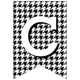 Bandeirinha Parabéns preto e branco de Houndstooth