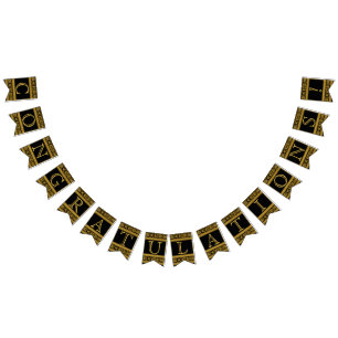 Bandeirinha Parabéns - Preto e Dourado