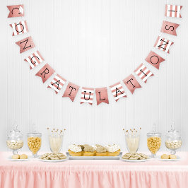 Bandeirinha Parabéns Rosa moderno - Graduação Dourada