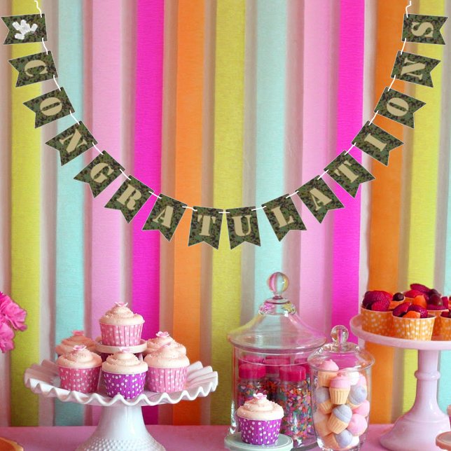 Bandeirinha Parabéns Soldado Joe Festa Camuflagem (Criador carregado)