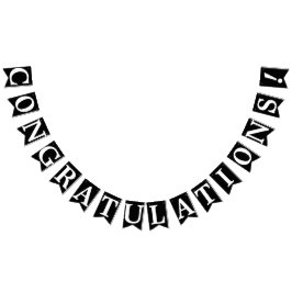 Bandeirinha PARABÉNS, Texto Branco Em Preto