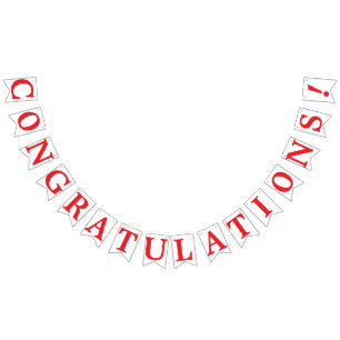 Bandeirinha PARABÉNS, texto vermelho no branco