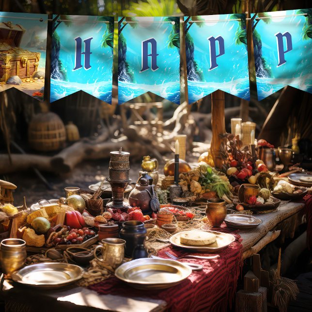 Bandeirinha Paraíso Pirata Feliz Aniversário (Criador carregado)
