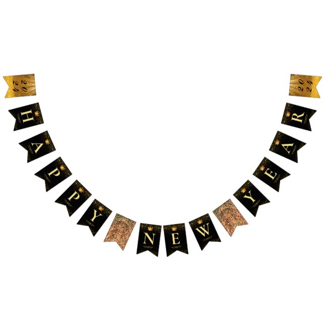 Bandeirinha Partido do Feliz ano novo Dourado Negro 2024 (Todos)