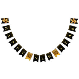 Bandeirinha Partido Feliz ano novo Dourado do Balão Negro