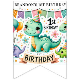 Bandeirinha Partido primeiro aniversario Dinossaur Dino