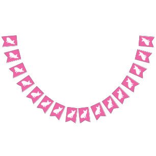 Bandeirinha Partido Tema Francês Buldogue - Rosa Chá de fralda