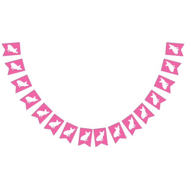 Bandeirinha Partido Tema Francês Buldogue - Rosa Chá de fralda (Todos)