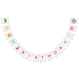 Bandeirinha Party Animals Ready to Play Balls Rustic Farm