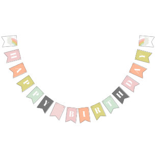 Bandeirinha Pastel Arco-Íris Feliz Aniversário Infantil