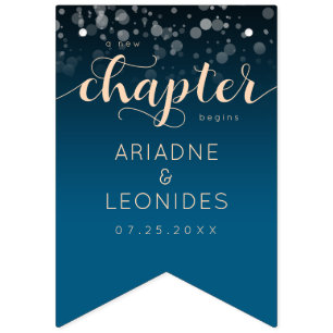 Bandeirinha Peach Oceanic Blue Casado Um Novo Capítulo