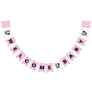 Bandeirinha Pegadas de bolinhas e Bebê