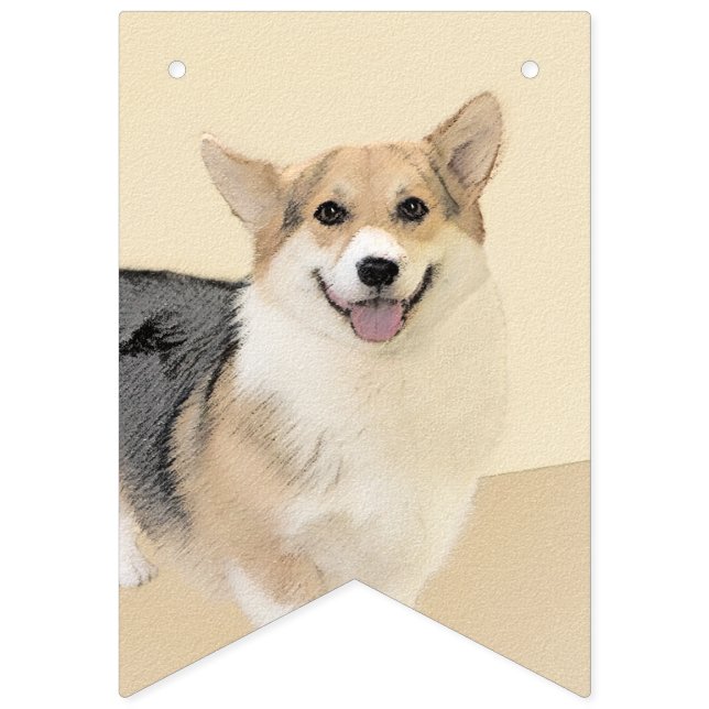 Bandeirinha Pembroke Welsh Corgi - Pintura Original para Cacho (Primeira Bandeira)