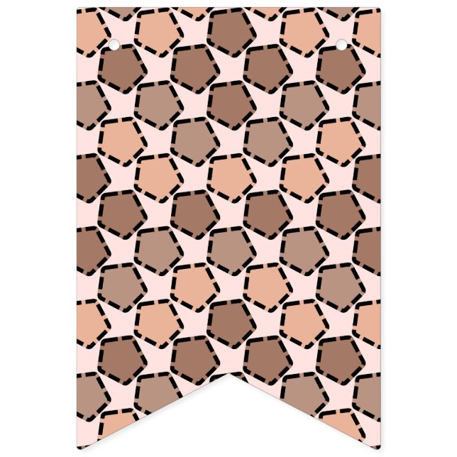 Bandeirinha Pentágonos castanhos simétricos com bordas traceja (Primeira Bandeira)