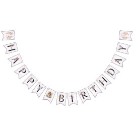 Bandeirinha Pequeno Brilhante Flores Selvagens Aquarela Aniver