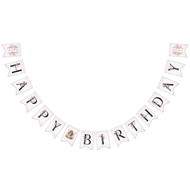 Bandeirinha Pequeno Brilhante Flores Selvagens Aquarela Aniver (Todos)