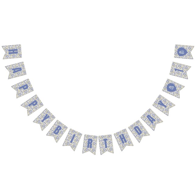 Bandeirinha Pequeno doce Parabéns de Ervilha Floral (Todos)