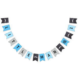 Bandeirinha "PEQUENO HOMEM É 1" - PRIMEIRO ANIVERSÁRIO - azul