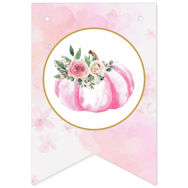 Bandeirinha Pequeno Pino Pumpkin Floral Queda Primeiro Anivers (Primeira Bandeira)