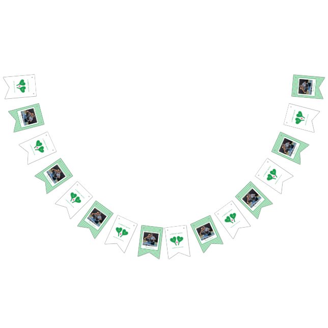 Bandeirinha Pickleball de Casamento Rosa e Verde (Todos)