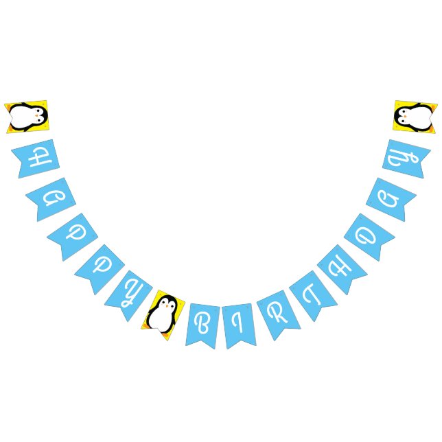Bandeirinha Pinguin Cute Winter Happy Birthday Banner (Todos)