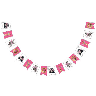 Bandeirinha Pink and White Safari Animal Bunting Banner