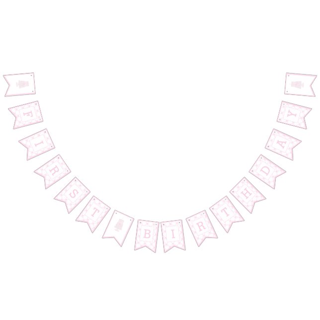 Bandeirinha Pink Birthday Cake Primeiro aniversário Trellis (Todos)