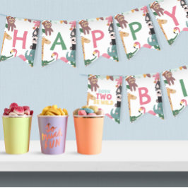 Bandeirinha Pink Born Two Be Wild Birthday